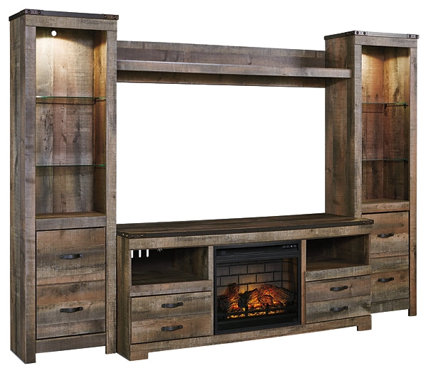 Trinell 4-Piece Entertainment Center with Electric Fireplace