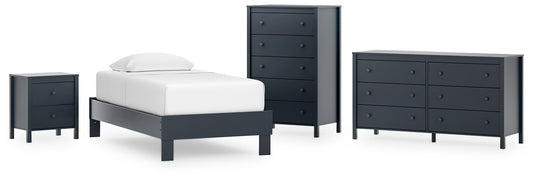 Simmenfort Twin Platform Bed with Dresser, Chest and Nightstand